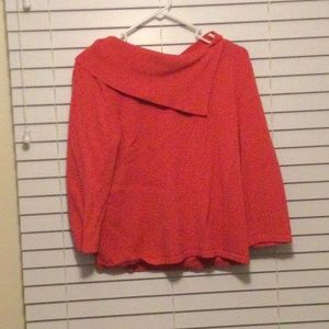 Asymmetrical cowl, short length sweater.